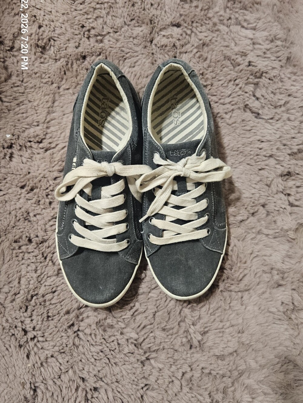 Taos Women's Dark Gray Suede Lace-Up Sneakers with Cream Laces